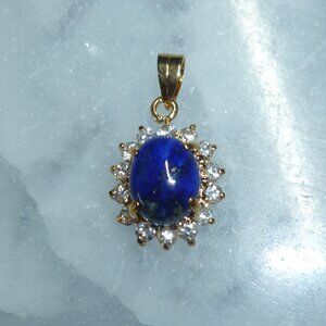 18K EP Gold Dolphin Ore Lapis Lazuli Swarovski Crystals Pendant